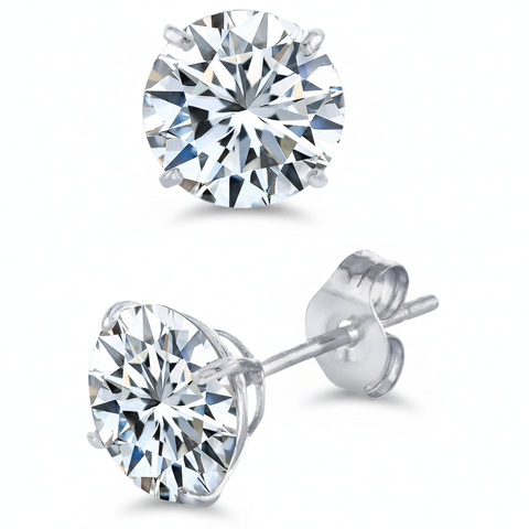 Metal Masters Round Brilliant-cut Moissanite Stud Earrings 18K White Gold over Silver Butterfly Pushback