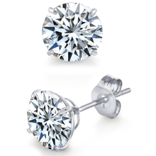 Round Brilliant-cut Moissanite Stud Earrings 18K White Gold over Silver Butterfly Pushback