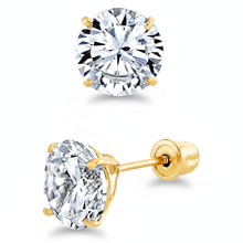Metal Masters 14K Solid Gold Round Brilliant-cut Moissanite Stud Earrings Screwback