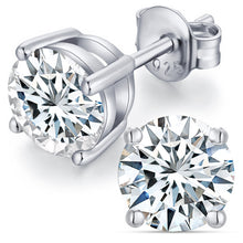 Metal Masters Round Brilliant Lab Grown Diamond Stud Earrings 18K White Gold Sterling Silver 925 E-F VS