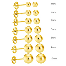 Classic 14K Gold Plated or White Gold Plated Ball Stud Earrings Sterling Silver 925 Pushback Anti-Tarnish Hypoallergenic