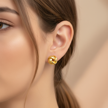 14K Gold Plated Love Knot Stud Earrings 925 Sterling Silver Pushback Butterfly