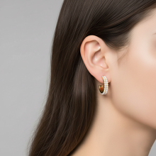 Womens 14K Gold Plated Pearl Hoop Earrings 925 Sterling Silver Pushback