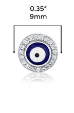 925 Sterling Silver Evil Eye Stud Earrings CZ Round-cut Cubic Zirconia