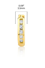 925 Sterling Silver Goldtone Huggie Hoop Earrings Pavé-Set Round CZ