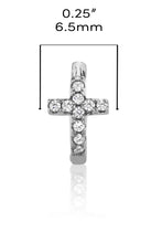 925 Sterling Silver Cross Goldtone Huggie Hoop Earrings Round CZ 6.5MM