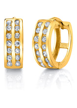 925 Sterling Silver Goldtone Huggie Hoop Earrings Round CZ Pavé 5MM