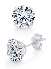 14K White Gold Round Stud Earrings Butterfly Cubic Zirconia CZ