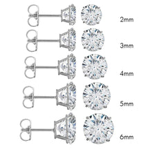 14K White Gold Round Stud Earrings Butterfly Cubic Zirconia CZ