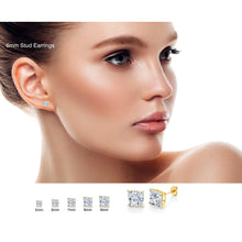 14K Gold Stud Earrings Princess Butterfly Cubic Zirconia CZ