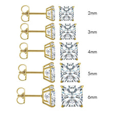 14K Gold Stud Earrings Princess Butterfly Cubic Zirconia CZ