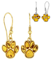 Baltic Amber Dog Paw 14K Goldplated 925 Sterling Silver Drop Dangle Earrings