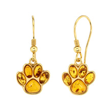 Baltic Amber Dog Paw 14K Goldplated 925 Sterling Silver Drop Dangle Earrings