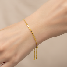 Womens 14K Gold Plated Beads Ball Bar Bracelet 925 Sterling Silver Adjustable 6-8in