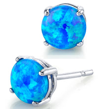 Sterling Silver 925 1.5 Carat TCW Opal Casted Stud Earrings Push Back White Fire Blue