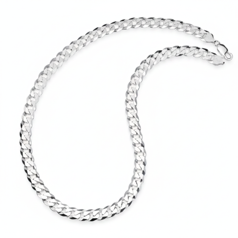 Men's 7MM Sterling Silver 925 Italian Curb Chain Necklace 20