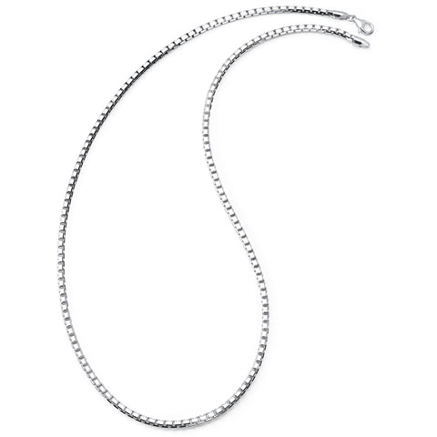 925 Sterling Silver Italian Mirror Box Diamond-Cut Chain Necklace 8-Sided 3MM