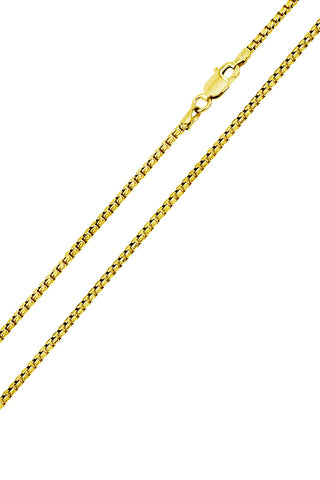 14K Goldtone Sterling Silver 925 Round Box Chain Necklace 2MM Unisex