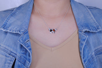 Sterling Silver 925 Freed Birds Cabochon Amber Amethyst Pendant Adjustable Necklace 16-18