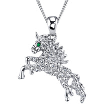 Unicorn Horse Rhinestone Crystal Pendant Women Adjustable Necklace 16