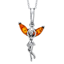 Baltic Amber Fairy Ballerina Sterling Silver Pendant Necklace 18