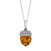 Baltic Amber Acorn Sterling Silver Pendant Necklace Cognac 18