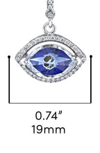925 Sterling Silver 4 Ct. Evil Eye Pendant CZ Necklace 18