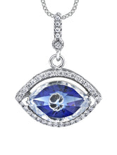 925 Sterling Silver 4 Ct. Evil Eye Pendant CZ Necklace 18
