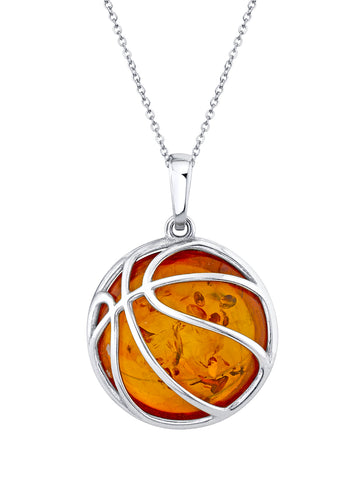 925 Sterling Silver Basketball Pendant Necklace 20