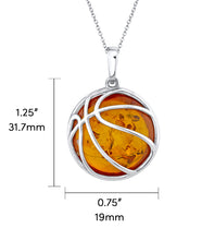925 Sterling Silver Basketball Pendant Necklace 20