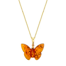 Baltic Amber Butterfly 14K Goldplated Sterling Silver Pendant Necklace 18