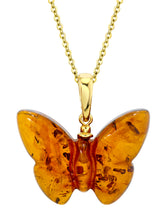 Baltic Amber Butterfly 14K Goldplated Sterling Silver Pendant Necklace 18