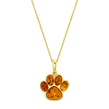 Baltic Amber Dog Paw 14K Goldplated 925 Sterling Silver Pendant 18