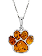 Baltic Amber Dog Paw 14K Goldplated 925 Sterling Silver Pendant 18