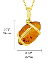 14K Gold-plated 925 Sterling Silver Football Pendant Amber Necklace 20