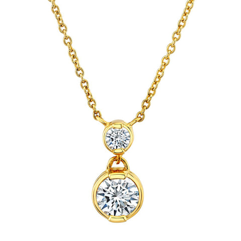 1.25 Carat Opera Round-Cut Moissanite Pendant Necklace in 18K Yellow Gold over Silver 16