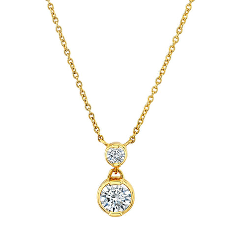 1.25 Carat Opera Round-Cut Real Moissanite Pendant Necklace in 18K Yellow Gold over Silver 16