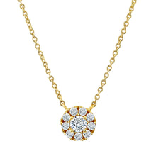 .50 Carat Round-Cut Real Moissanite Halo Pendant Necklace in 18K Yellow Gold Over Silver 16