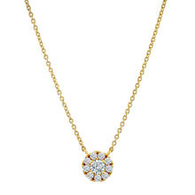 .50 Carat Round-Cut Real Moissanite Halo Pendant Necklace in 18K Yellow Gold Over Silver 16