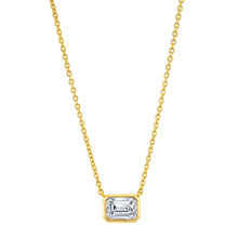 1 Ct. Moissanite Emerald East West Pendant Necklace 18K Gold on Silver Adjustable Chain