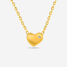 14K Gold Plated Heart Pendant Necklace Minimalist Cubic Zirconia 16-18in Adjustable Chain