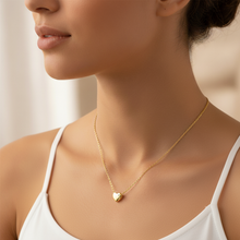 14K Gold Plated Heart Pendant Necklace Minimalist Cubic Zirconia 16-18in Adjustable Chain