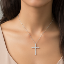Womens Sterling Silver 925 Cross Pendant Necklace Cubic Zirconia Adjustable Chain 16-18in