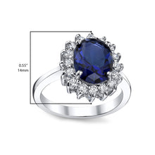 Women's Sterling Silver Kate Middleton 3Ct. Engagement Ring Sapphire Blue Cubic Zirconia