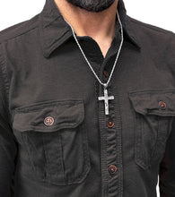 925 Sterling Silver Cross Crucifix Pendant Necklace Baguette CZ 2-Inch