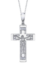 2.2 Carats 925 Sterling Silver Cross Crucifix Pendant Necklace Baguette CZ 2.4-Inch
