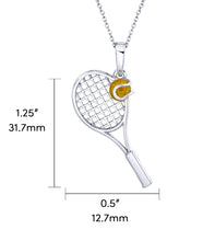 925 Sterling Silver Tennis Racquet & Ball Pendant Amber Necklace 18