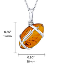 925 Sterling Silver Football Pendant Amber Necklace 20