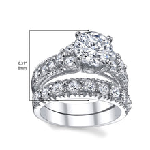 Women's Sterling Silver 925 Engagement Bridal Ring Set Cubic Zirconia 1.5ct 8MM