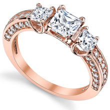Women's Rose Plated Princess Cut CZ 